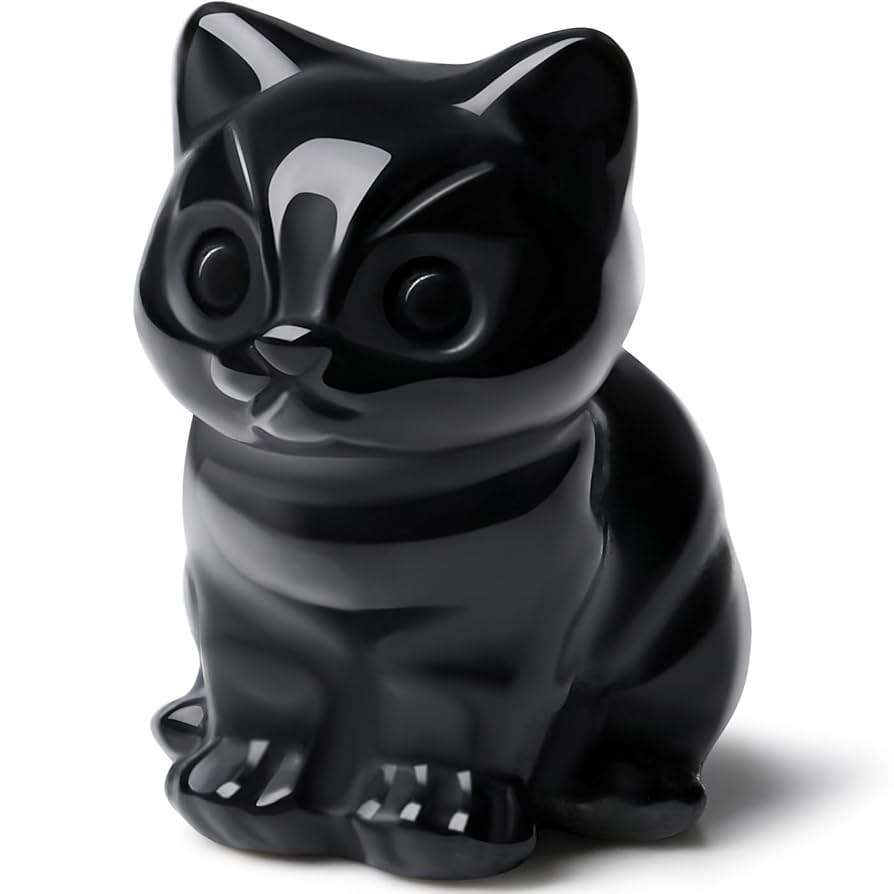 Amazon.co.jp: DUQGUHO 猫 装飾 黒曜石 猫 クリスタル 置物